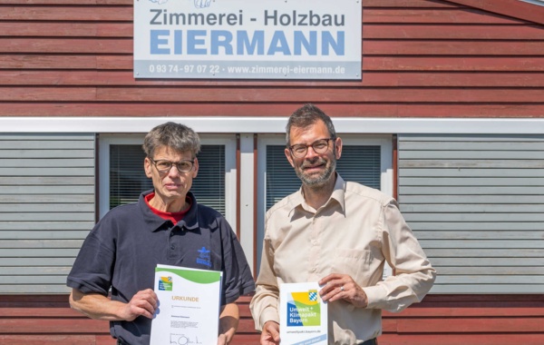 Umweltpakt-Urkunde für Zimmerei Eiermann