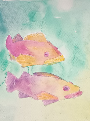 Fische in Wasserfarben